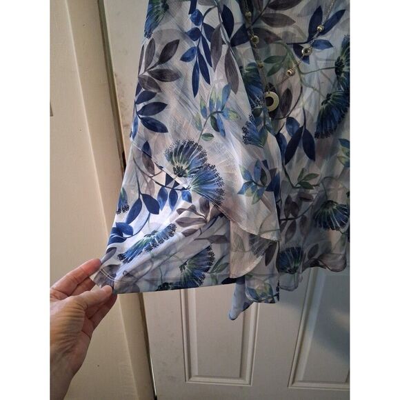 Alfred Dunner Top 22W Tank w/attached Sheer Poncho & Silver Necklace - Picture 8 of 9